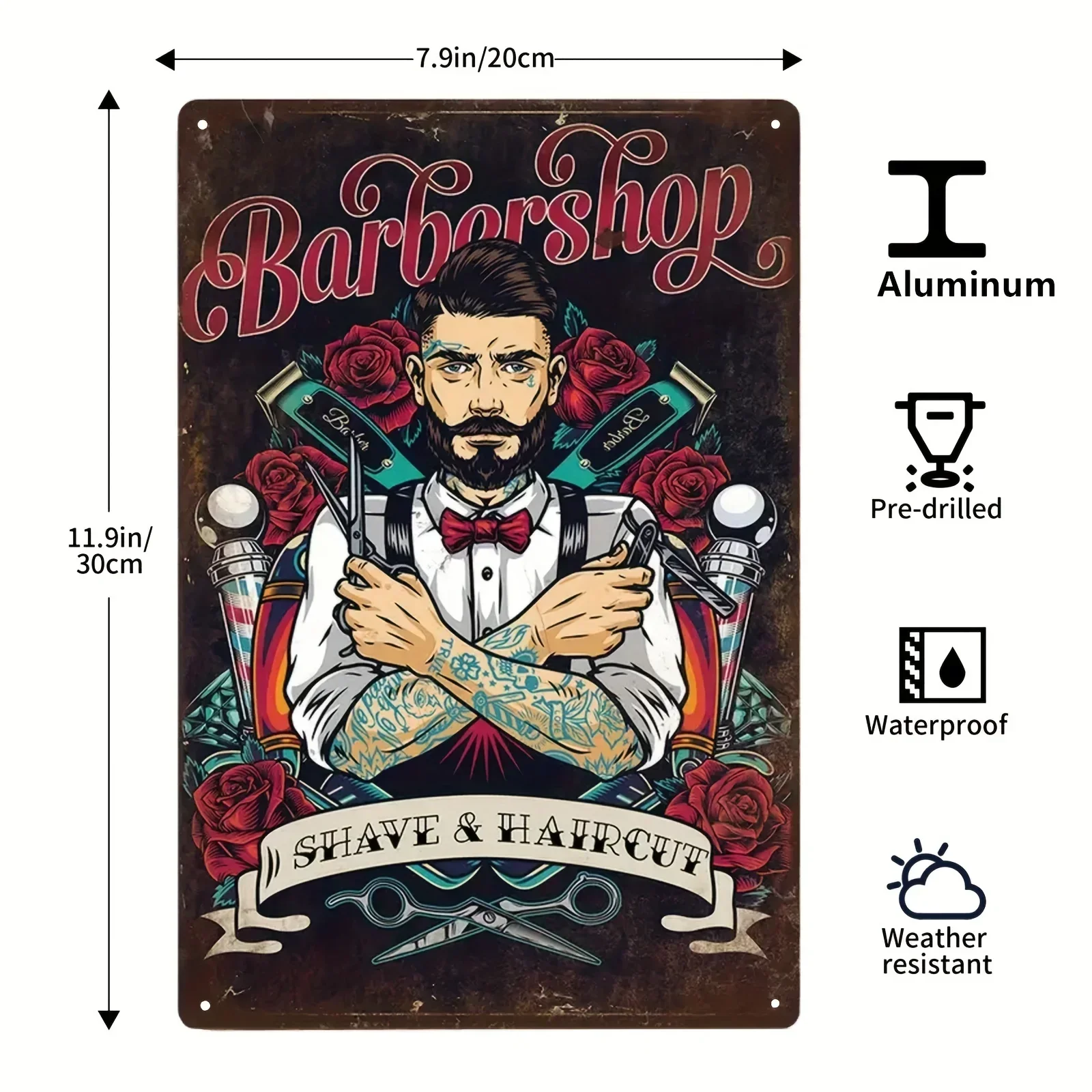 1pc Metal Zeichen Leben ist zu kurz for schlechtes Haar Dekor Wand decoration for Home Restaurant Bar 12x8 Inch