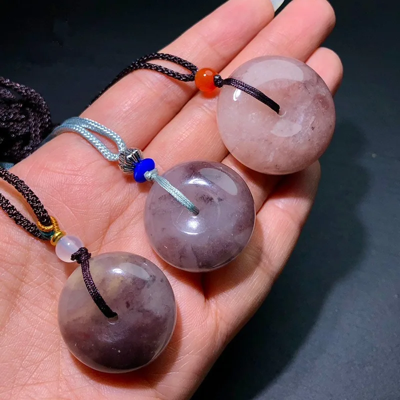 Natural Violet Hand-carved Safe Buckle Pendant Fashion Boutique Jewelry Men and Women Gilded Jade Necklace Gift Accessories