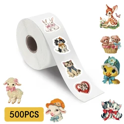 500PCS Retro Animals Pattern Roll Stickers Laptop Harajuku Luggage Personality Decoration Guitar  Waterproof Stationery Sticker