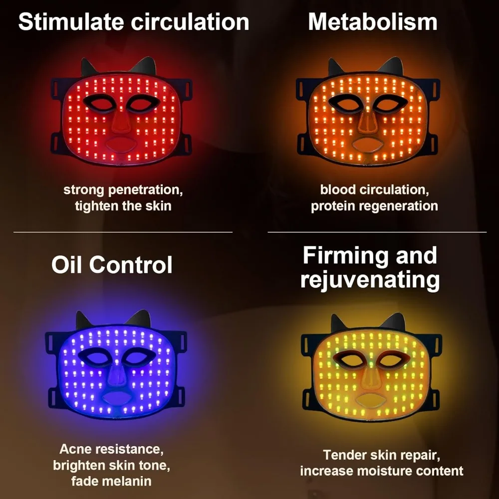레드 라이트 테라피 마스크, 순수 적외선 850 레드 라이트 페이스 마스크, 라이트 테라피, 페이셜 LED 마스크, 가정 및 여행용 스킨 케어
