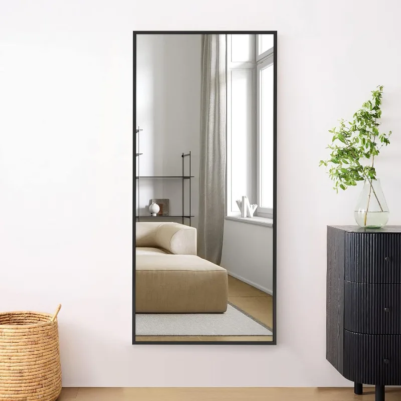 Wall Mounted / Floor Mirror Dressing Mirror Make Up Mirror Bathroom/Bedroom/Living /Dining Room/Entry, Black, 47