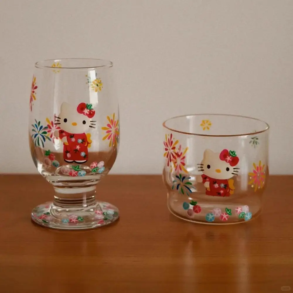 

Каваи Красное кимоно Hello Kitty кофейная чашка Новая стеклянная чашка для вина для девочек Чашка для молочного коктейля Мультфильм аниме периферийные устройства подарок на день рождения