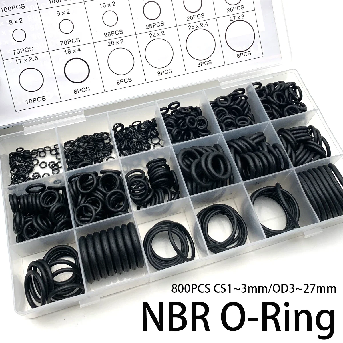 800 NBR O-rings Combined with Black Nitrile Rubber CS1mm-4mm OD3mm-27mm, High Elasticity, Oil Resistance and Sealing Performance