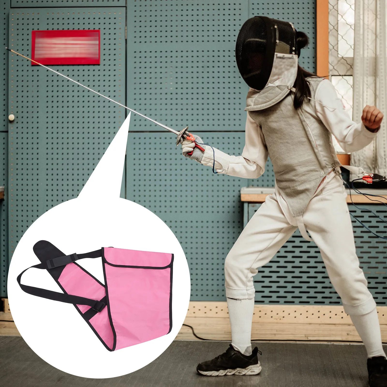 

Dual Sword Fencing Bag Backpack Pink Oxford Cloth Portable Sword Holder for Epee Foil Sabre Training Competition Storage