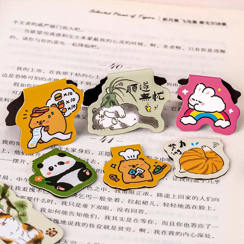 40pcs-lot-kawaii-cat-rabbit-panda-capybara-magnetic-bookmark-cute-book-mark-for-books-school-office-supplies-stationery-gift