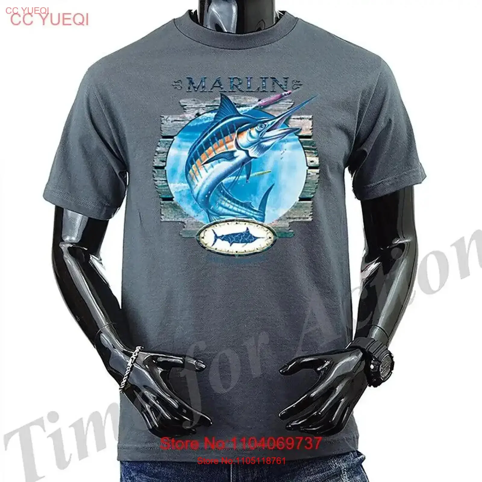 Marlin Salt Water Outdoor Sports Fishing T shirt vintage Washed fashion Comfortable homme Top For Everyday Wear