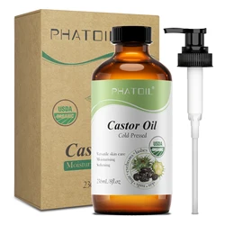 PHATOIL 236ml/118ml 100% Pure Organic Castor Oil,Cold Pressed Unrefined Jojoba Oil Essential Oil For Hair Care Moisturizes Skin