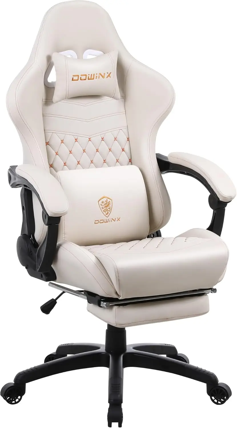 

Gaming Chair Office Desk Chair with Massage Lumbar Support, Vintage Style Armchair PU Leather E-Sports Gamer Chairs