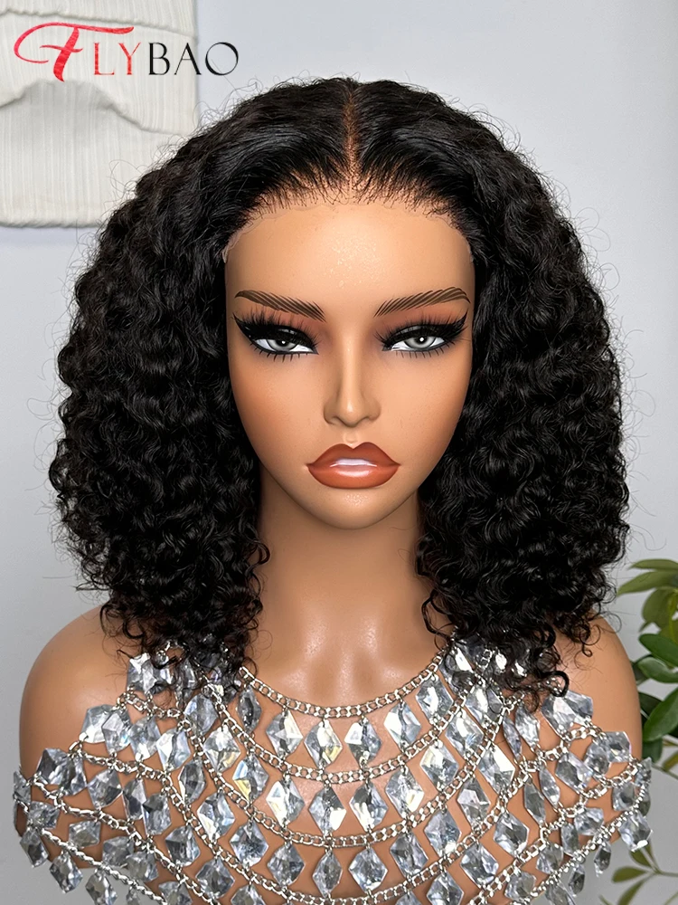 Glueless Curly Wave 6x6 Lace Closure Bob Wig Brazilian Human Hair Lace Wigs Wear and Go Hair Bleached Knots Double Drawn