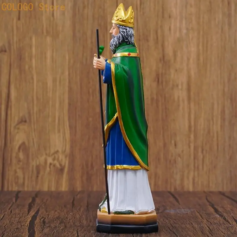 Home Altar Bishop Figure, 21.5 Green Robe Gift Accent Piece D0LD