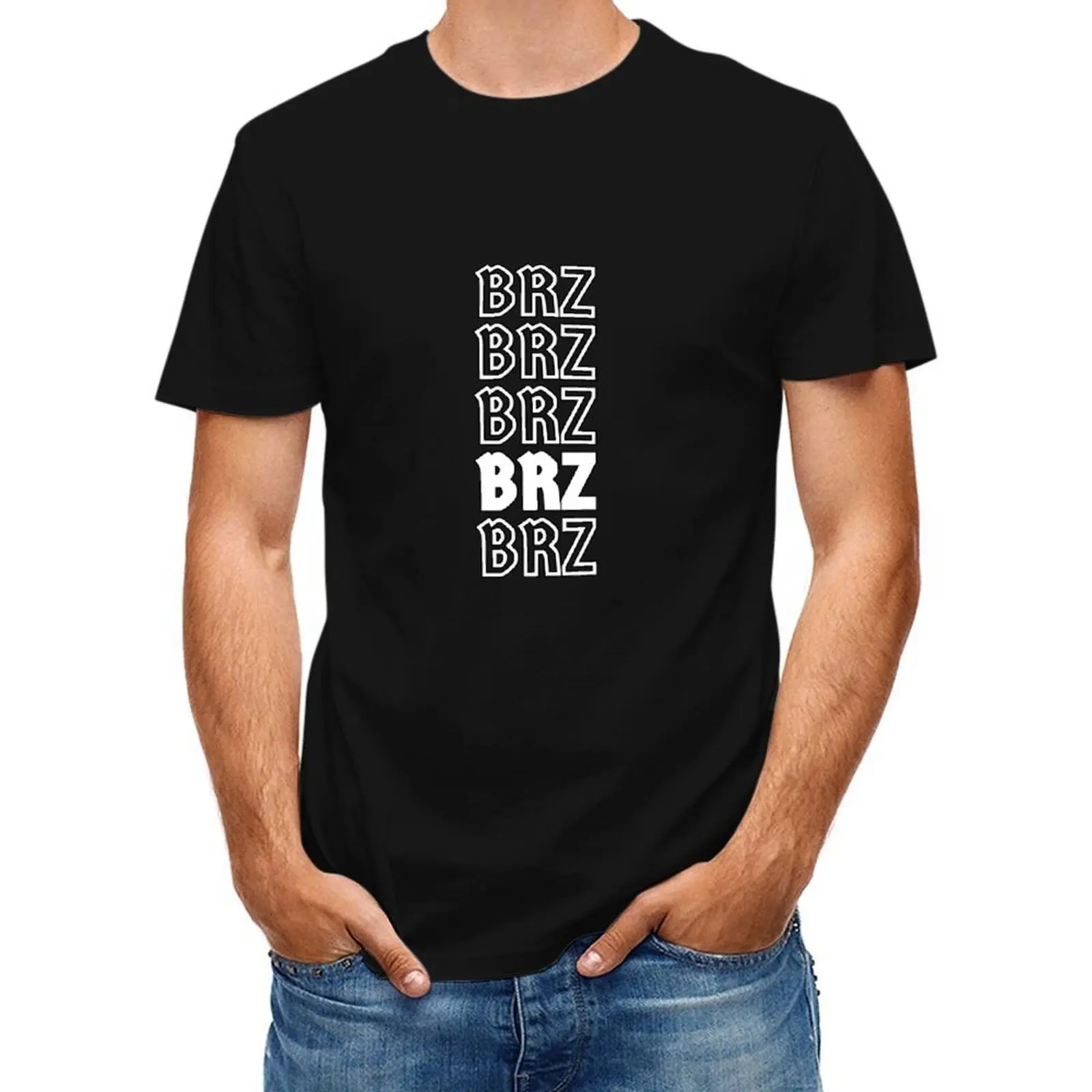 

Subaru BRZ text design repeat black and white T-Shirt man clothes sweat graphic t shirts designer t shirt men
