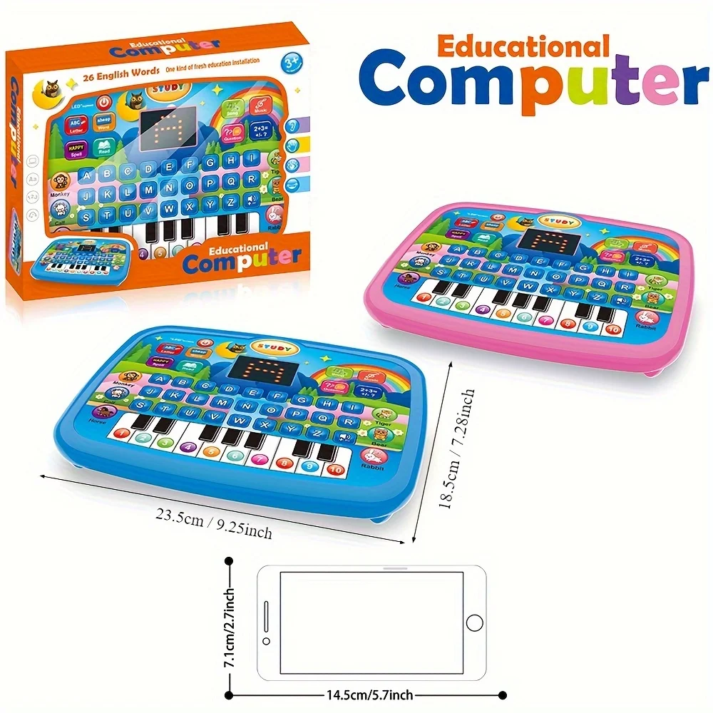 Macchina per l'apprendimento educativo multifunzionale per bambini, apprendimento dell'inglese con alfabeto, numeri, funzione musicale, giocattolo educativo
