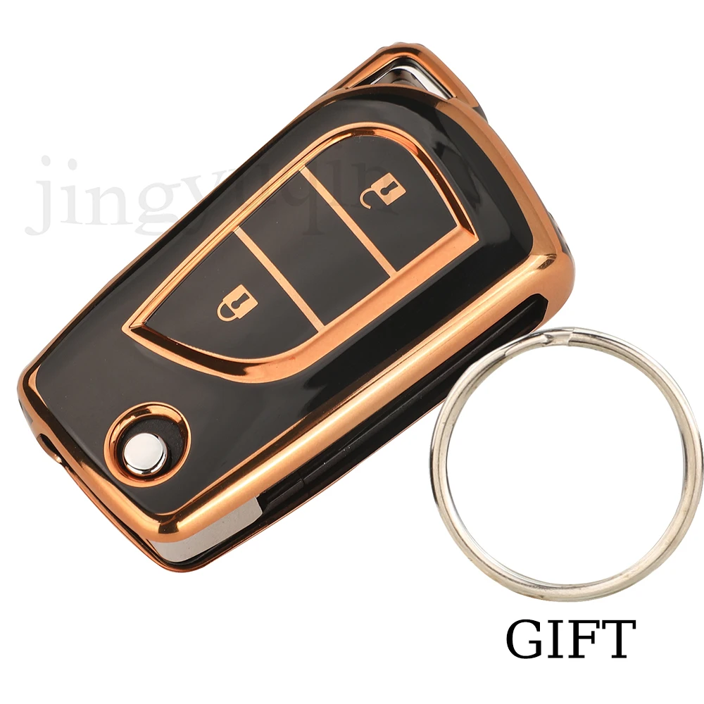 Jingyuqin 2/3BTN Soft TPU Car Key Case Protection For Toyota Auris Corolla Avensis Verso Yaris Aygo Scion TC IM Camry RAV4 Gift