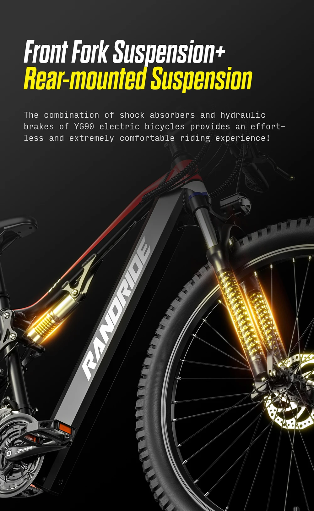 Elektrofahrrad RandRide YG90B-29 48V17AH Akku 1000W Motor 45KM/H Geschwindigkeit Allterrain-Mountainbike E-Bike EU-Lagerbestand – Detail 6