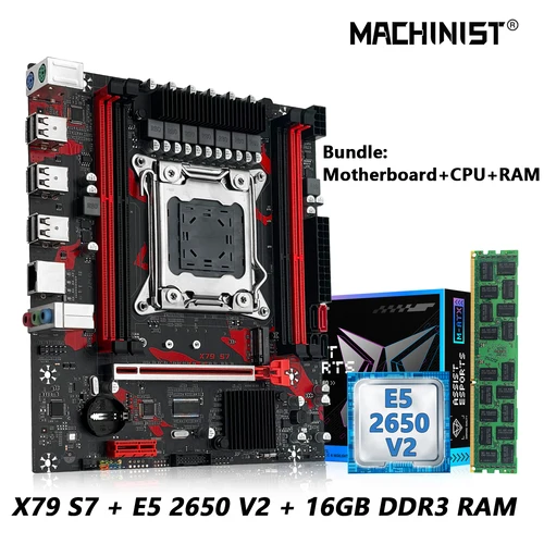 Combo de placa base MACHINIST X79 procesador de CPU Intel Xeon E5 2650 V2 LGA 2011 + DDR3 1*16GB RAM compatible con ranura M.2 NVME