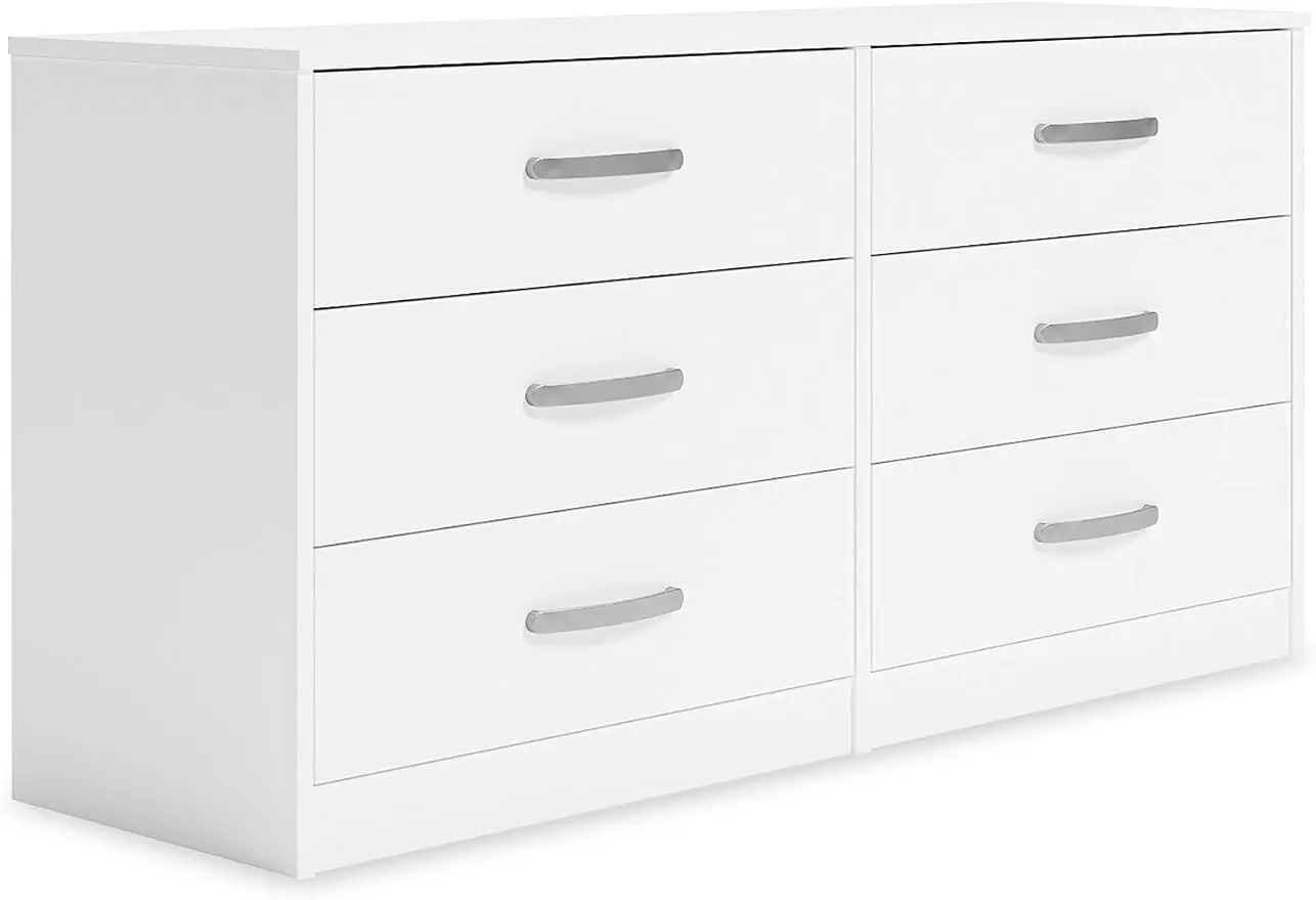 

Modern 6 Drawer Dresser with Ball-bearing Construction and Safety Stop, Large Storage Cabinet,White,Black,Beige