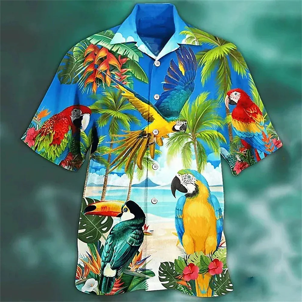 Yaz erkek retro 3D baskılı düğme yukarı gömlek moda Hawaii kısa kollu yaka erkek yüksek kaliteli giyim