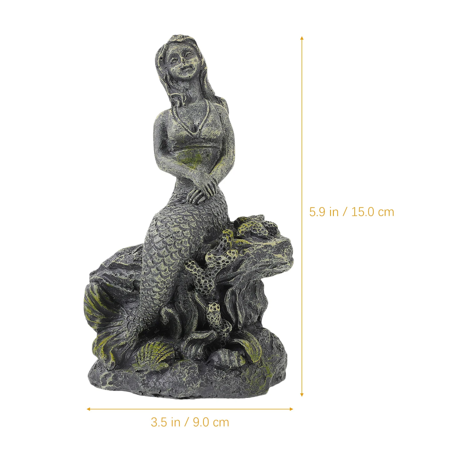 Resin Mermaid Fish Tank Statue Decorative Aquarium Ornament for Home Office Desktop Tabletop Sand Landscape Decoration
