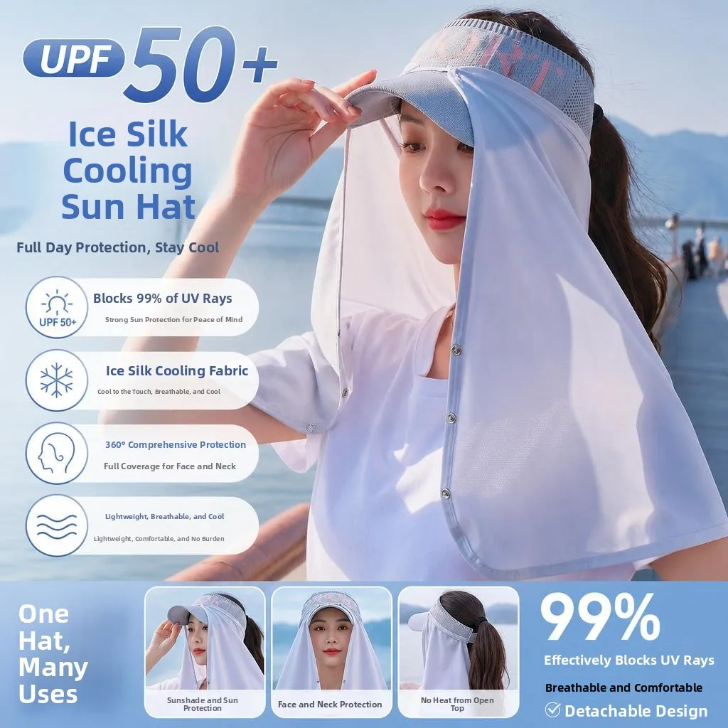 Lightweight Ice Silk UV Protection Scarf Women's Outdoor Hat Curtain Neck Shield Driving Cycling Face Cover Mosquito Repellent