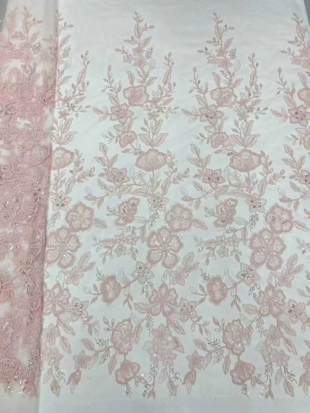 

French Tulle Beads Lace Fabric African Lace Fabric 2026 High Quality Nigerian Embroidery Sequins Lace Fabric For Wedding Sewing