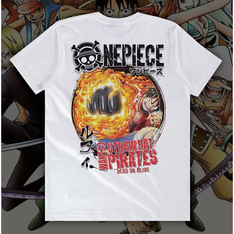 تي شيرت Kaos OnePiece Anime White للجنسين للرجال والنساء تي شيرت عصري برسومات كبيرة الحجم تي شيرت أنيمي كوسبلاي