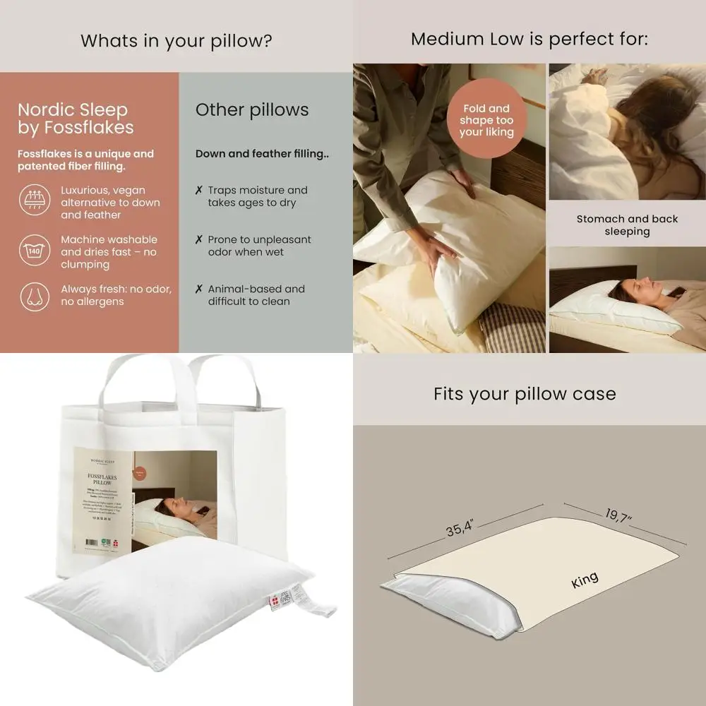 Hypoallergenic Nordic Pillow With Down-Alternative Support …