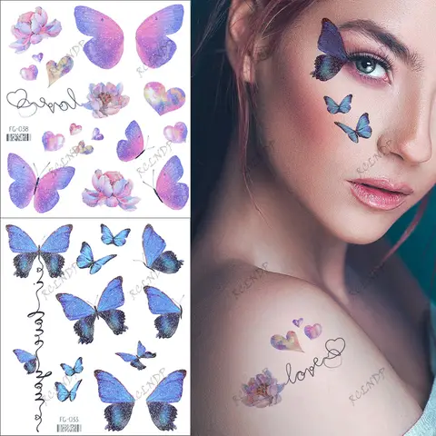 Waterproof Temporary Tattoo Sticker Butterfly Fake Tatto Flash Tatoo Face eye finger Tato for Girl Women