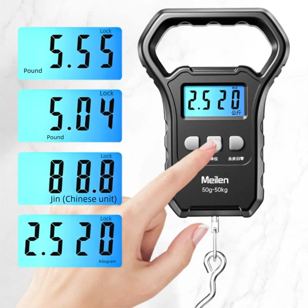 

50kg Electronic Hanging Scales Handheld Digital Display Backlight Luggage Weighting Scales Plastic USB Charging