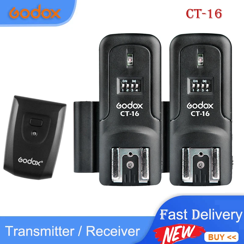 Godox CT-16 Transmitter Receiver Kit 16 Channels Universal Wireless Flash Trigger for Canon Nikon Fujifilm Speedlite Flash