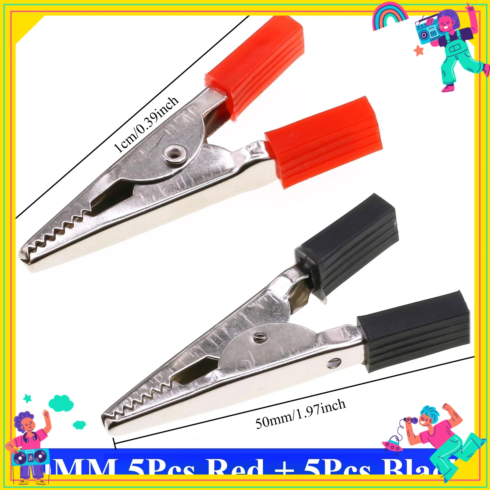 10PCS/lot 35mm/50mm Plastic Handle Test Probe Metal Alligator Clips Wire Connector Terminal Block Electric Connector Set