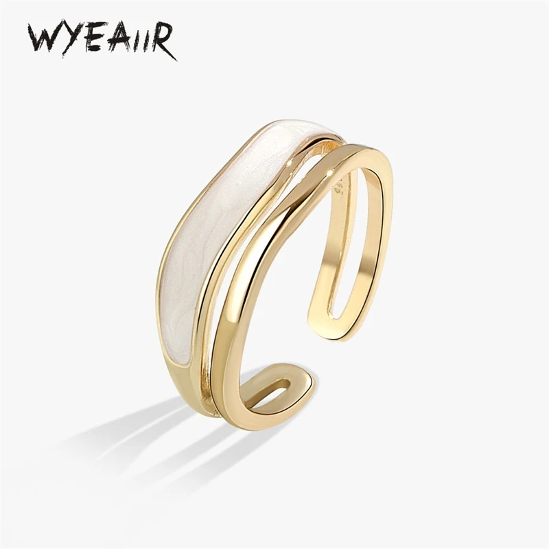 

WYEAIIR Double Layer Drop Glaze Noble Shiny INS 925 Sterling Silver Resizable Opening Ring For Women Luxury Jewelry