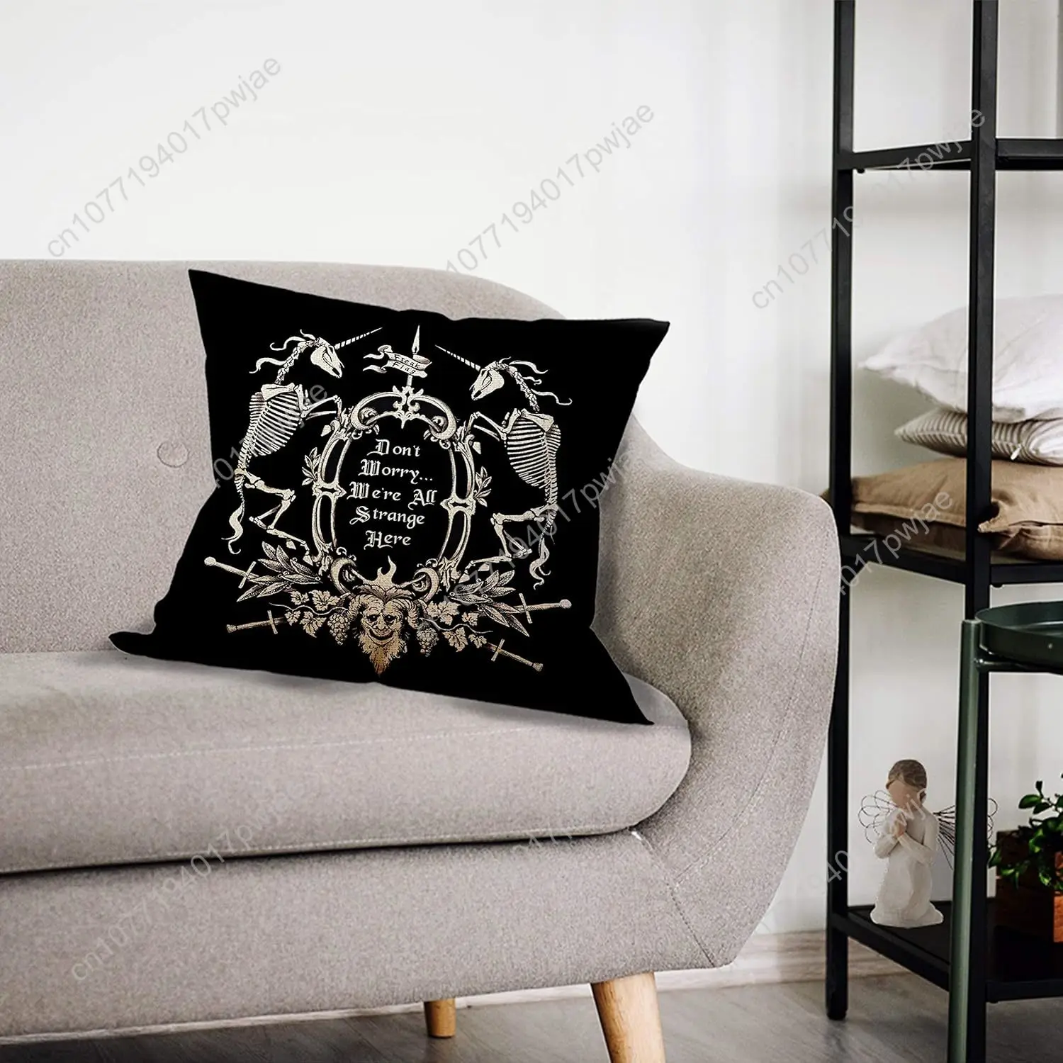 Mancheng-zi Outdoor Halloween Gothic Throw Pillow Covers 18x18, Witchy Bedding, Decorative Pillows