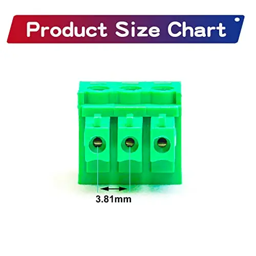 Phoenix 3.81mm 3-Pin Screw Terminal Block, Green PCB Connector, 10pcs Set for Electronics Projects