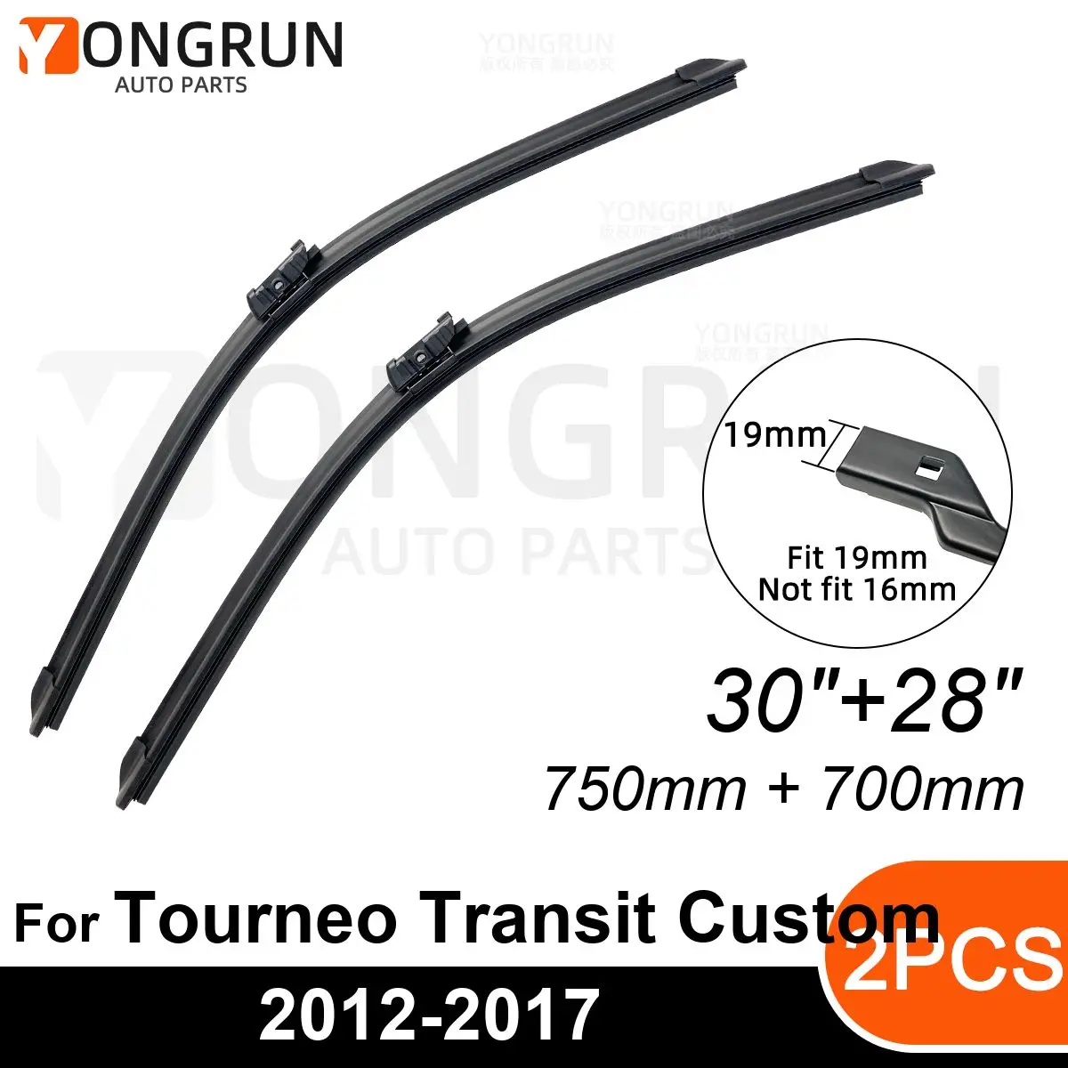 

Front Wipers For Ford Tourneo Transit Custom 2012-2017 Wiper Blade Rubber 30"+28" Car Windshield Windscreen Accessories2015 2016