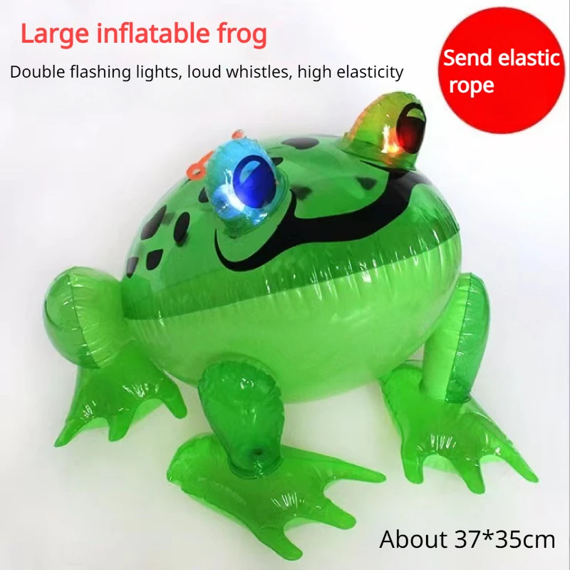 Glowing Frog Balloon Inflatable Toy Bouncing Children's Night Market Stall Flash PVC Elastic Frog Exquisite Kids Gift