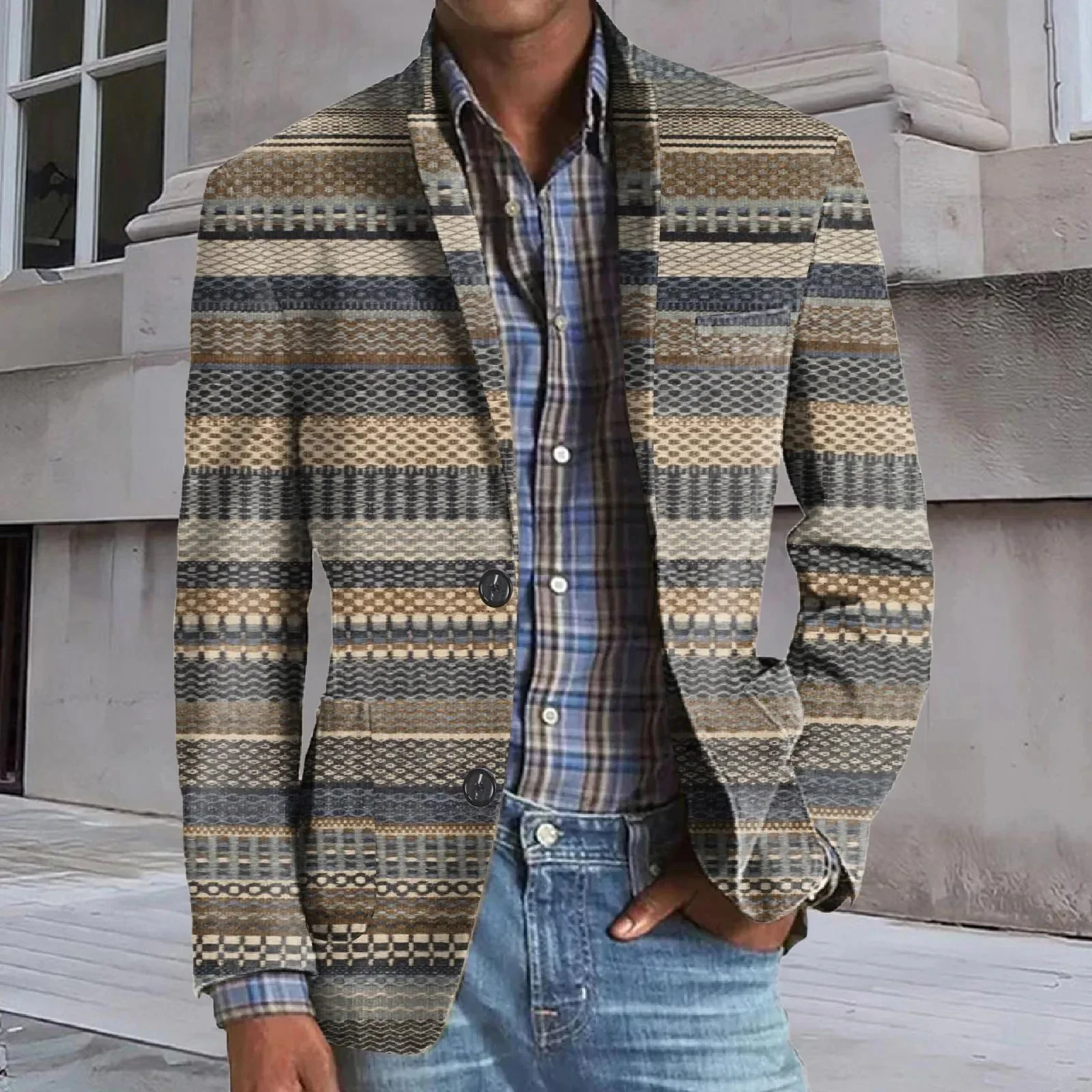 

A3649 New Spring and Autumn Fashion Handsome Business Leisure Middle-aged Men Suit Woolen Coat High Quality