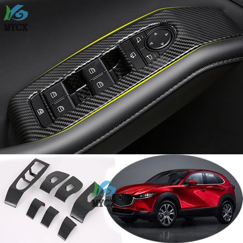 ABS Matte/Carbon Fibre For Mazda CX-30 CX30 2020- Accessories Door Window Glass Lift Control Switch Panel Cover Trim Styling