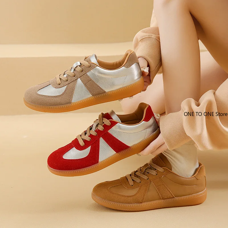 Hot Sale Women's Sneakers 2025 New Pu Leather Ladies Moral Training Shoes Casual Spring Flat Shoes Women Size 44 Tenis De Mujer