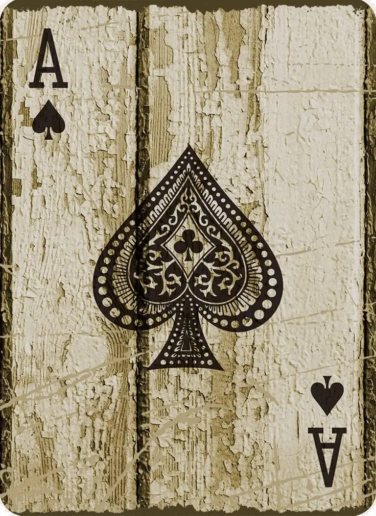 Unoopler Eveokoki Metal Sign 12 x 16inches - Ace of Spades Poker Man Cave Vintage Look Tin Sign Wall Decoration Bar Cafe Home De