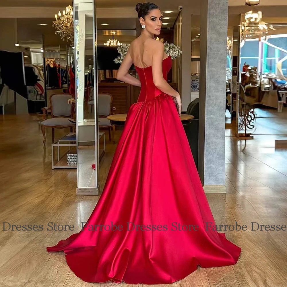 

Exquisite Special Occasion Dresses 2025 Satin A-line Valentine's Day Dress Red Sweetheart Split Tiered Prom Dresses Long