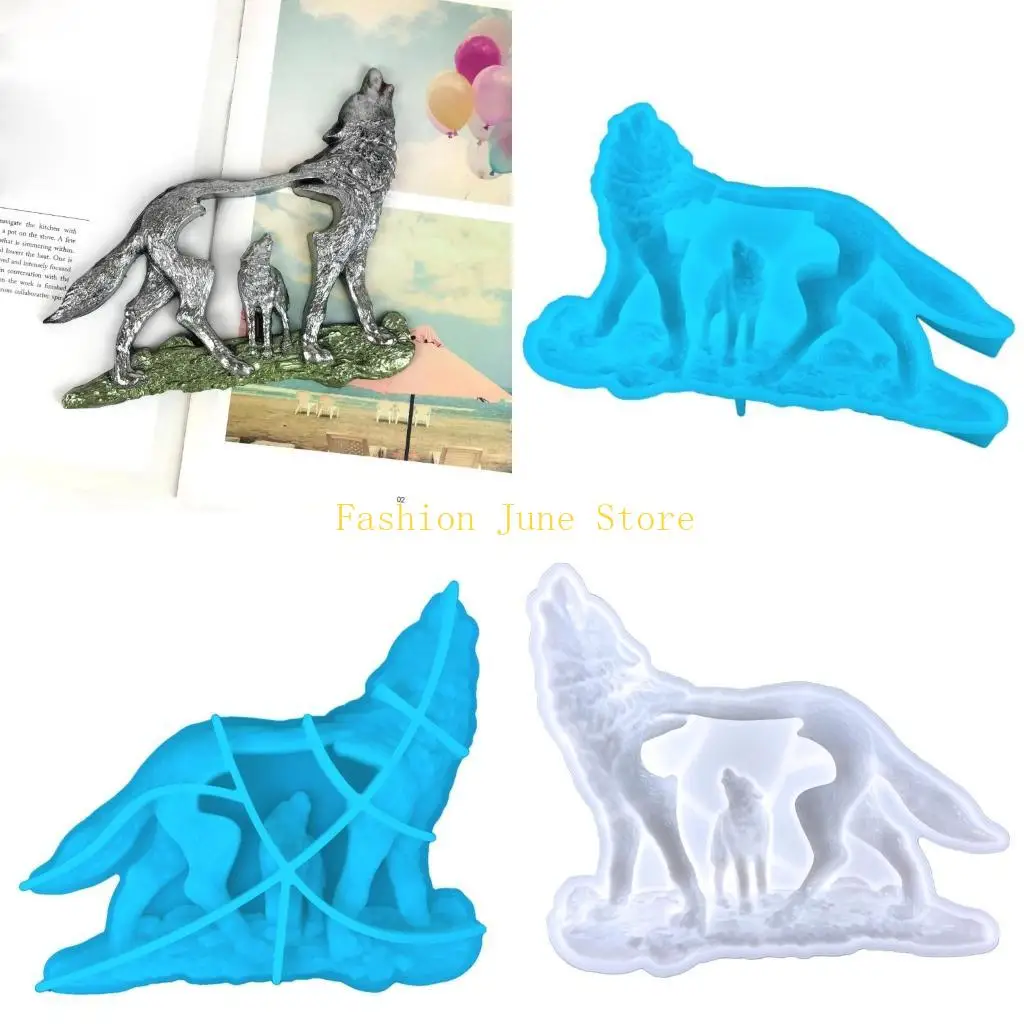 

N5KA Wolf Resin Mold for Epoxy Casting Making Backpack Decor Animal Mold DIY Indoor
