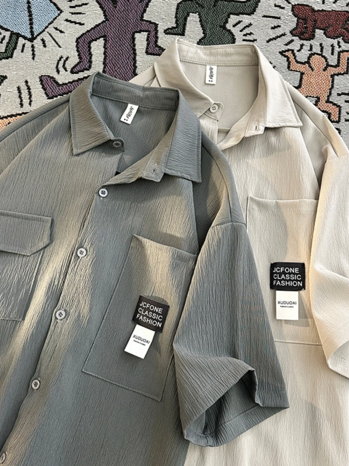 

Summer Thin ort Sve Casual irt for Men Trendy Brand Korean Sle Design Loose Fit Youth ular Pure Color Travel irt