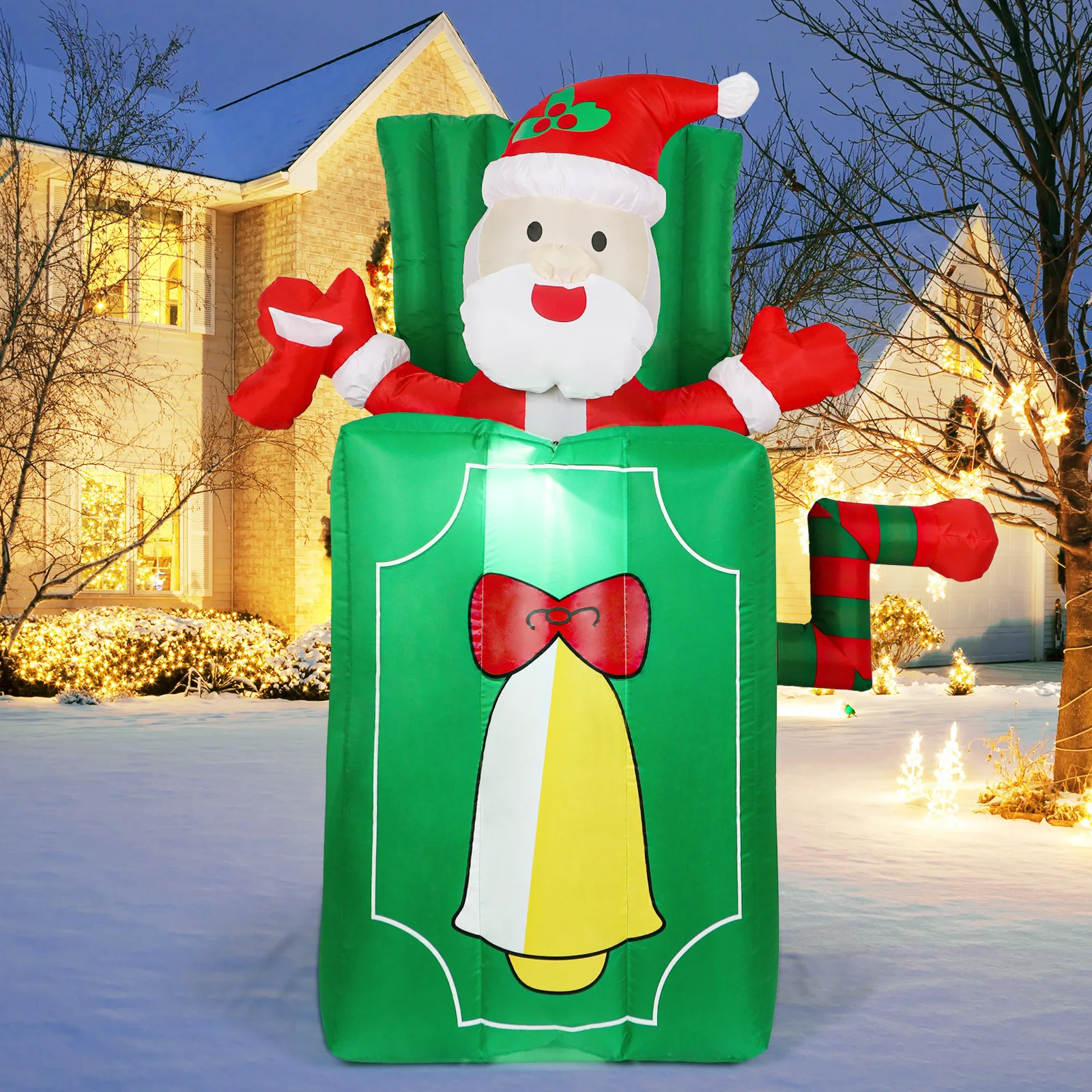 

Christmas Decoration Box Santa Claus Can Lift Up and Down Christmas Inflatable Model Luminous Christmas Party Decor Outdoor Toys