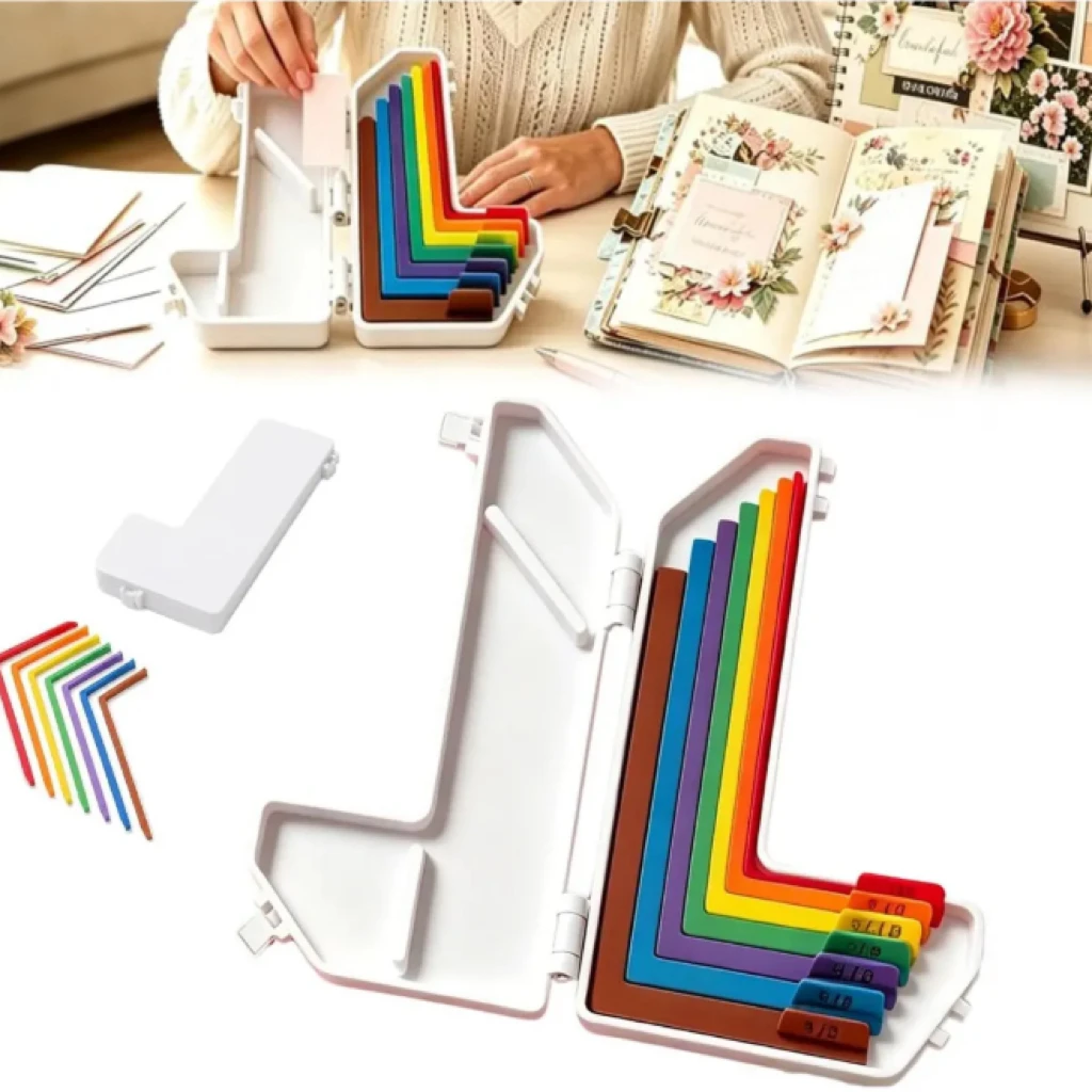 7pcs Set Paper Making Alignment Guide Colorful L-shaped Positioning Gauge For Card Making Scrapbooking Precise Measuring Tools