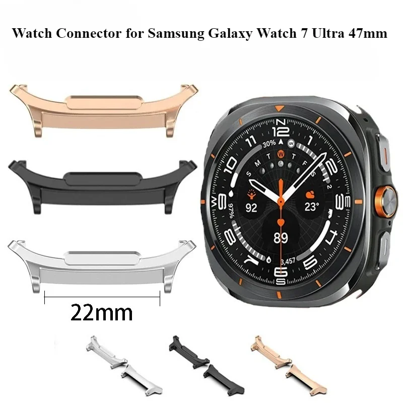 Konektor jam tangan baja tahan karat logam 24mm / 22mm untuk jam Samsung Galaxy 7 Ultra 47mm, adaptor baja untuk jam Galaxy 7 Ultra