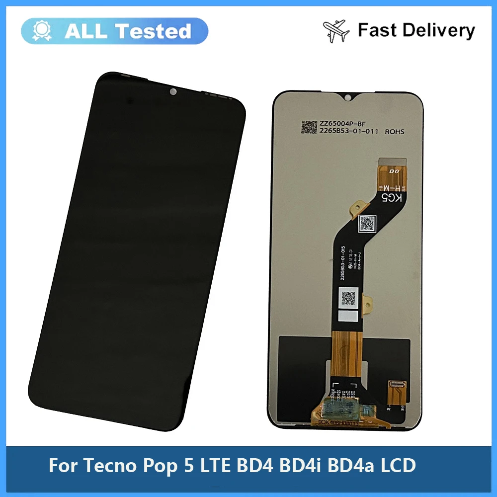 Montagem do digitador da tela sensível ao toque, LCD testado para Tecno POP 5 LTE BD4, 6.52 ", POP5 LTE BD4i BD4a, Peças de reposição LCD