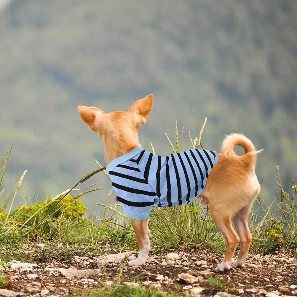 

Dog T-shirt Cute Breathable Shirts Summer Adorable Clothing Apparel Blue Decorative Pet