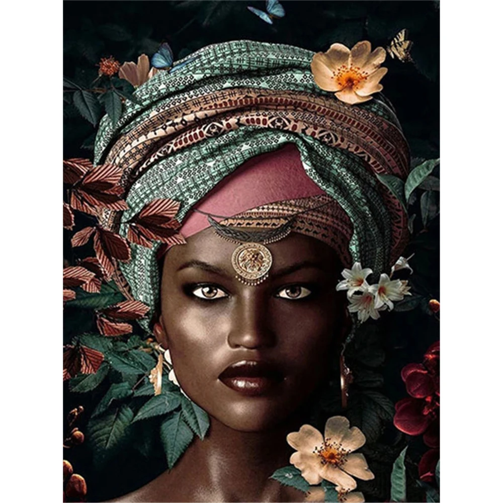 African Woman DIY Cross Stitch Embroidery 11CT Kits Craft Needlework Set Cotton Thread Printed Canvas Home     Dropshipping