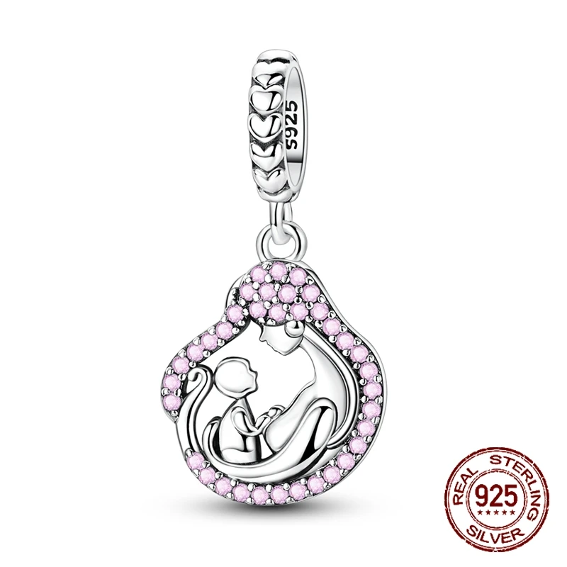 

Подвеска из стерлингового серебра 925 пробы «Объятия родителей и ребенка», кулон ко Дню матери, подходит для оригинальных браслетов-шармов, женские украшения, подарок для самостоятельного изготовления