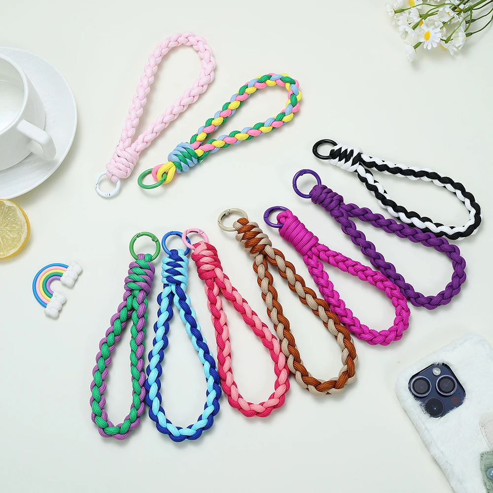 

Fashion Colorful Woven Nylon Cord Cellphone Chain For Women Men Mobile Phone Chain Anti-Lost Telephone Hanging Cord Jewelry